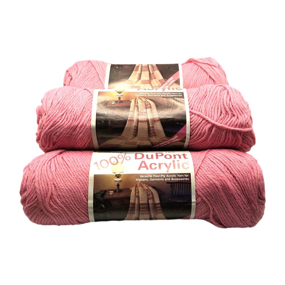 Caron Vtg Acrylic Yarn Five Skein Lot 0029 Rose No. 1224 3 Oz Clean Smoke Free